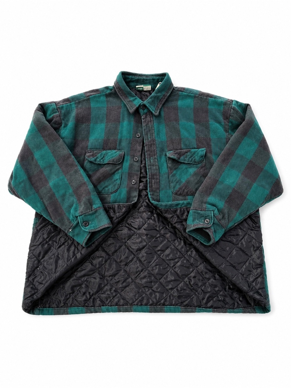 Men's Green & Black Plaid Quilted-Lined Shirt Jacket